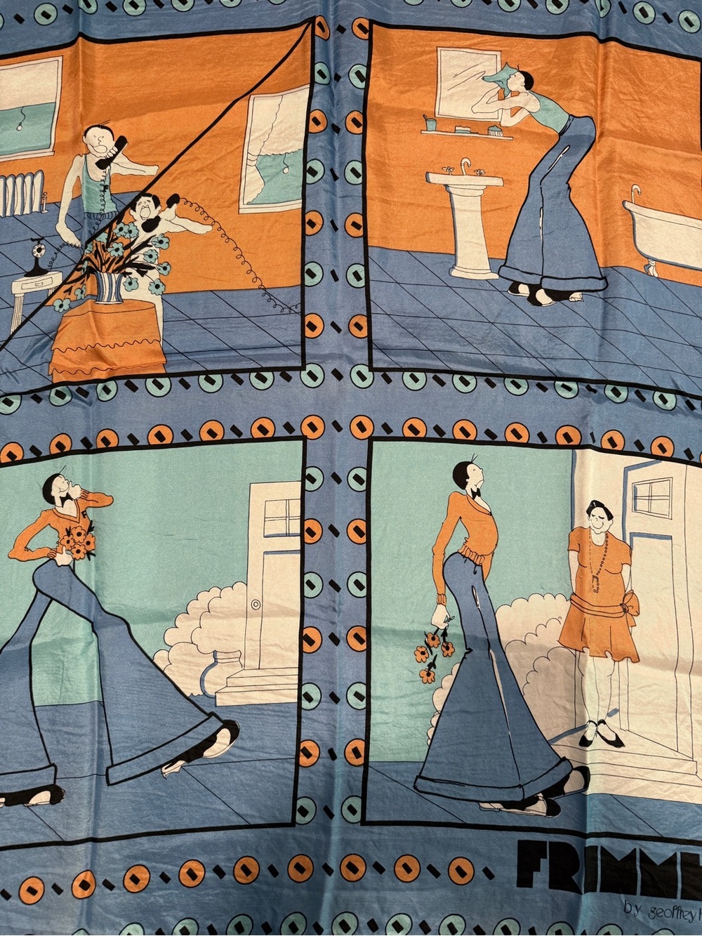 Lot (3) Vintage Graphic Silk Scarfs Frimmel by Geoffrey Howard made in Japan - Picture 3 of 5